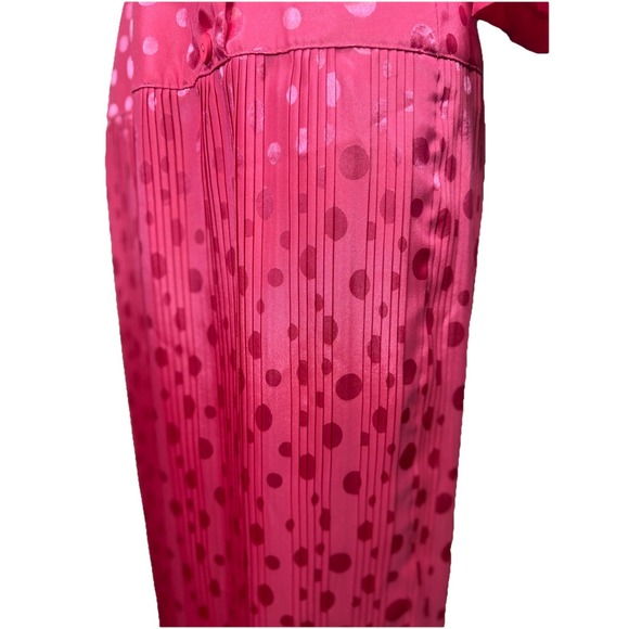 VTG 90s‎ In The Moof Dress Hot Pink Polka Dot Pleated Dress Silky Size 10 Fun - Picture 6 of 9